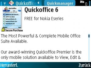 Download-Seite für QuickOffice 6